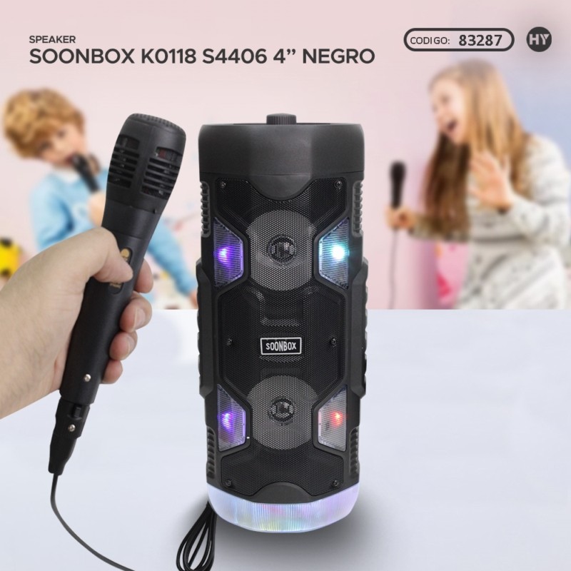 Comprar Mini máquina de Karaoke con 2 micrófonos inalámbricos, altavoz  portátil BT, recargable, 10W, LED de alta fidelidad