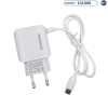 Cargador Enchufe Original Travel - 2USB - 0.5A/3.1A - Cable USB-C - Bivoltaje - Blanco