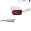 Cargador Enchufe Original Travel - 2USB - 0.5A/3.1A - Cable USB-C - Bivoltaje - Blanco