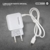 Cargador Enchufe Original Travel - 2USB - 0.5A/3.1A - Cable USB-C - Bivoltaje - Blanco