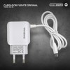 Cargador Enchufe Original Travel - 2USB - 0.5A/3.1A - Cable Micro-USB - Bivoltaje - Blanco