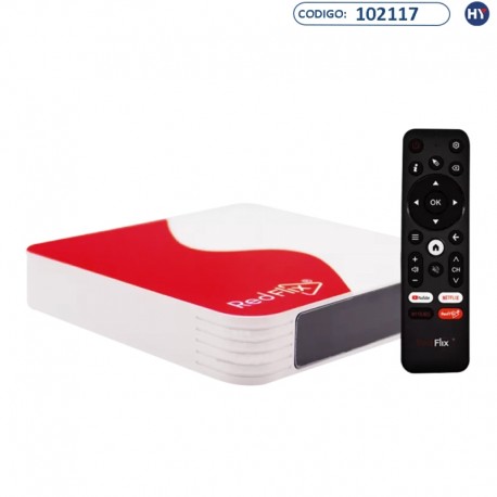 Receptor IPTV RedFlix Red+ 4K - 16GB + 2GB de RAM - Branco/Vermelho