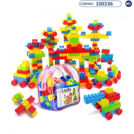 Brinquedo Educativo Infantil - Blocos de Montagem - 138 peças - F0199