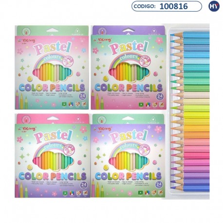 Lápis de Cor Yalong Pastel Colours - 24 cores - F0328