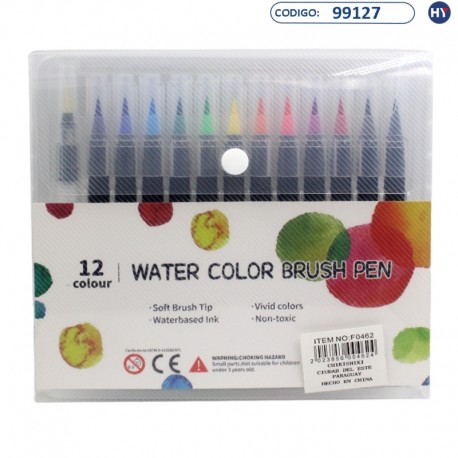 Caneta Marcador Water Color Brush Pens - 12 Cores - F0462