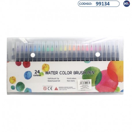 Caneta Marcador Water Color Brush Pens - 24 Cores - F0463