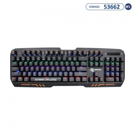 Teclado Gamer ELG Shooter Mechanical Switches Cherry Blue - Negro