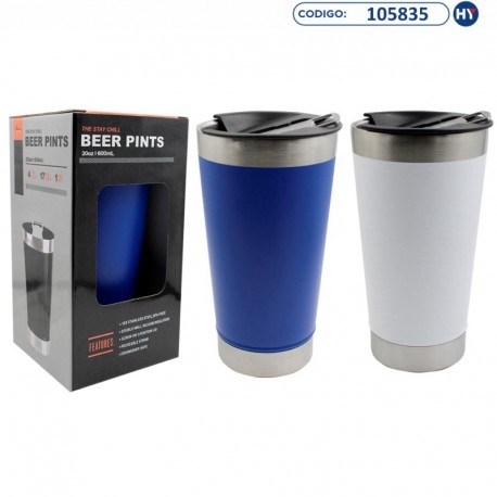 Copo Térmico de Cerveja L6001 de 600ml - Várias Cores