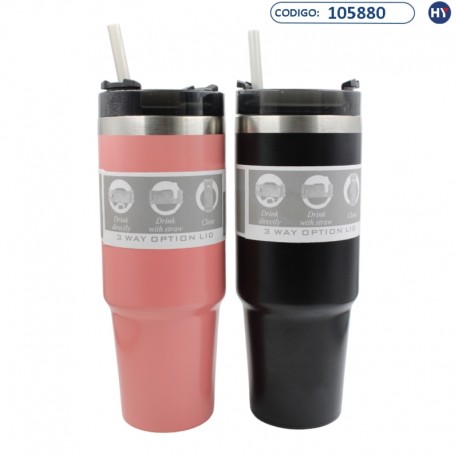 Botella Térmica L6006 Vacuum Insulated Mug con Pajilla 890ml - Varios Colores