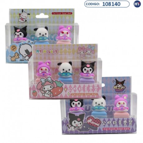 Sellos Infantiles SanRio - Kuromi Cartoon Seal Set - 3 unidades - F0598