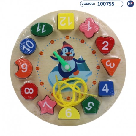 Brinquedo Educativo Infantil de Madeira - Relógio Ponteiro - F0322