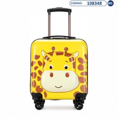 Maleta Infantil de Viagem 3D Tamanho 18" Girafa Amarelo - F0658