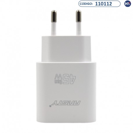 Carregador Fonte ANSTY Q-040 PI de 45W com Cabo USB-C/Lightning