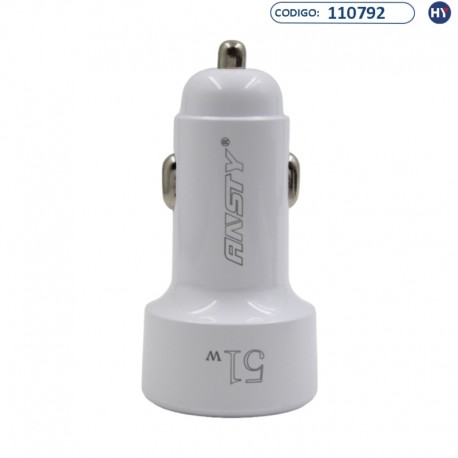 Cargador p/Auto ANSTY CAR-021-A de 51W - Cable Micro-USB