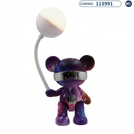 Lâmpada LED Infantil Urso Espacial 2306 - Galáxia - Recarregável USB