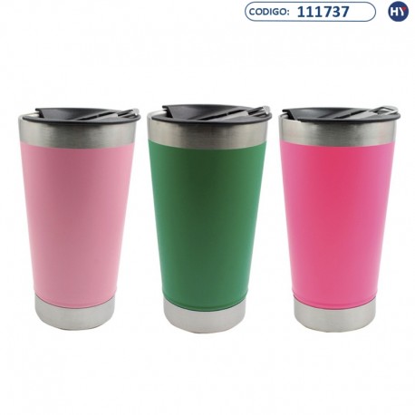 Vaso Térmico Cervecero B6001 de 600ml - Tapa & Abridor - Varios Colores