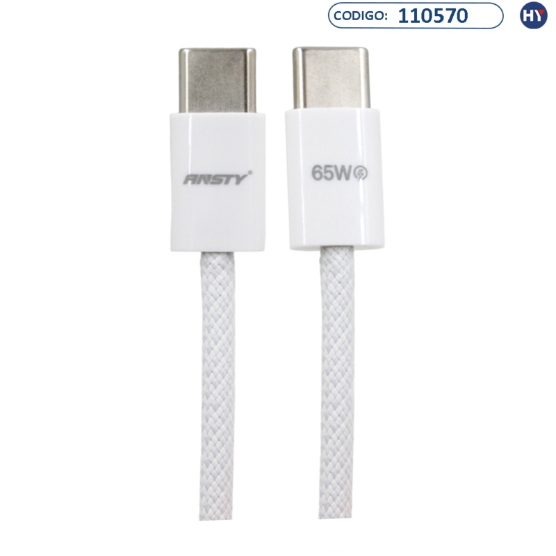 Cabo Conector ANSTY Z-037 de 1 Metro - USB-C a USB-C PD.65W