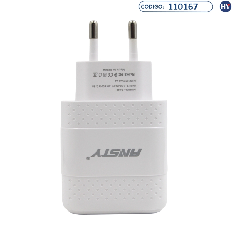 Carregador Fonte ANSTY C-048-I / 2USB com Cabo Lightning 3.4A